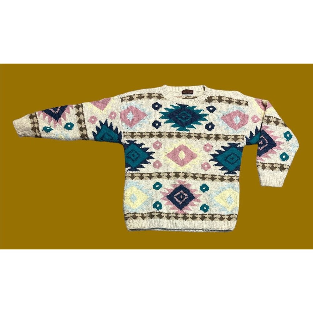 Vintage Graham & Gunn Aztec Southewestern Chunky Knit Sweater Womens L